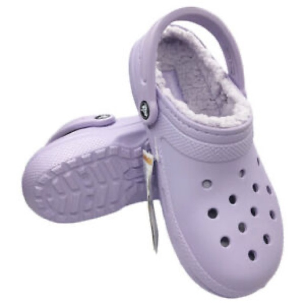 Brand new with tags Lilac Purple Fuzzy Crocs! Size 8!